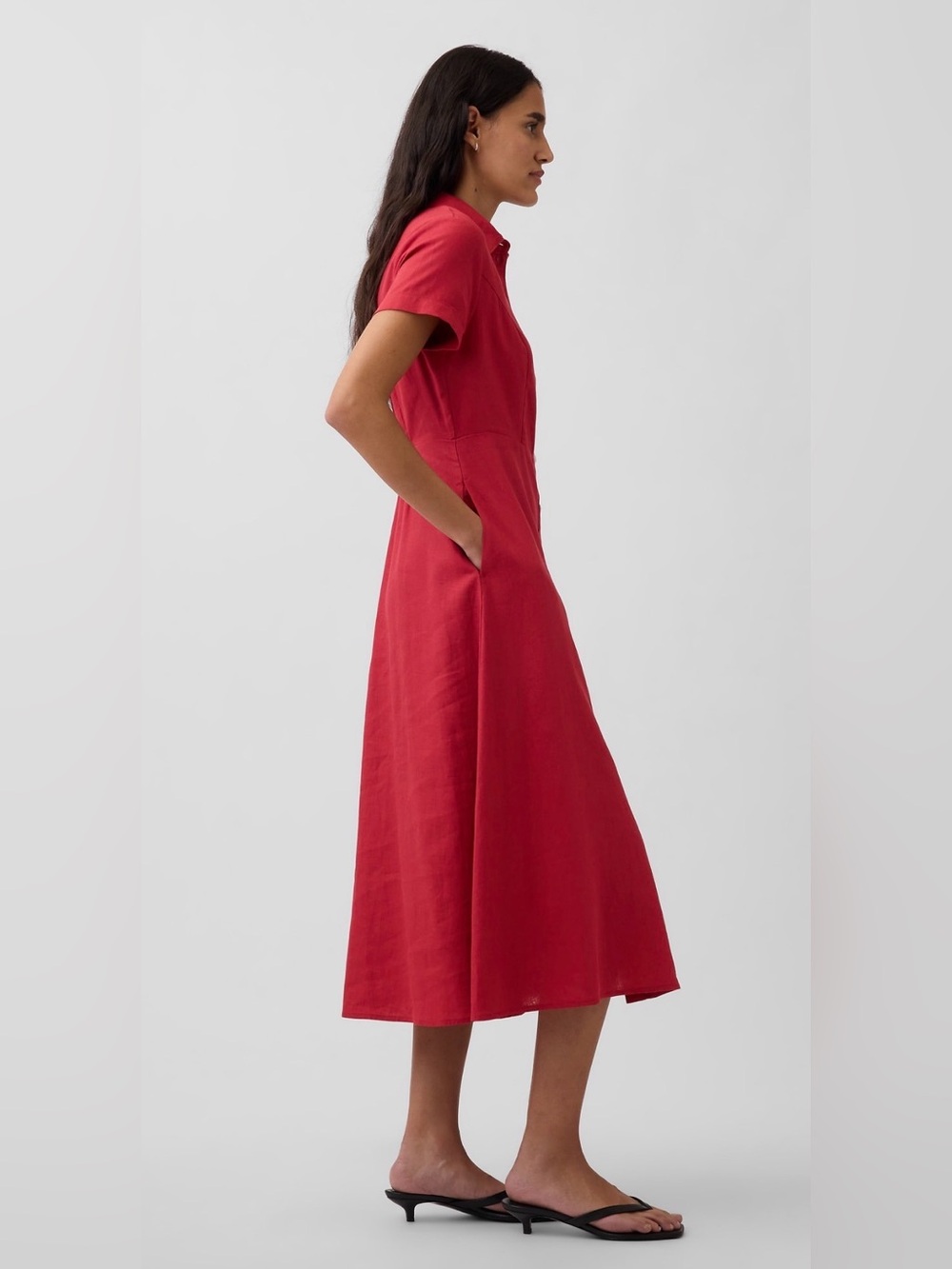NWT GAP linen blend midi shirt dress. Size M. Spring 2026. - Picture 3 of 5